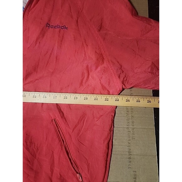 Reebok Windbreaker Track Jacket vtg 80s Unisex Adults Size Medium Purple Pink - Picture 4 of 5